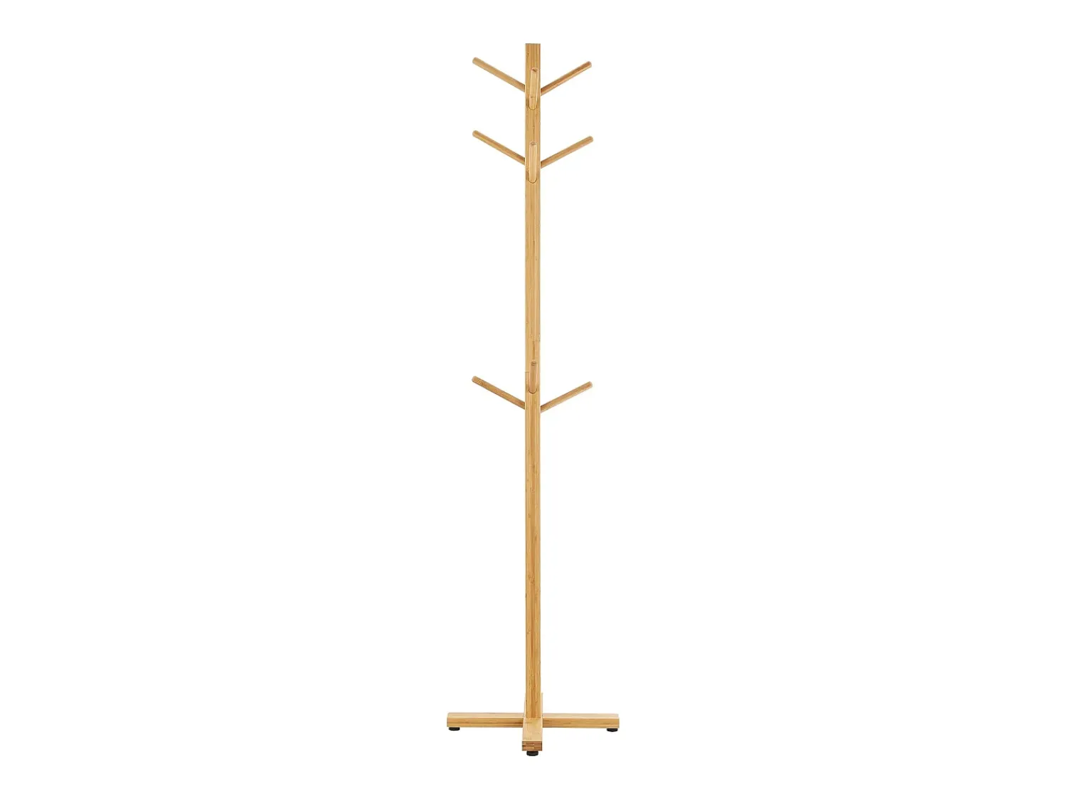 Helloshop26 Cabide de pé Jämsä com 12 ganchos de bambu 03_0008183 Castanho