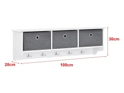 Helloshop26 Cabide de parede 30 x 100 x 20 cm branco prata cinza 03_0008181 Cinzento