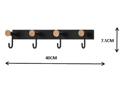 Clearance Casa Vital Cabide de parede com 4 ganchos - metal - - VEDIA Preto