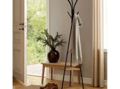 Clearance Five Cabide Jano com 6 ganchos e 2 prateleiras, estilo industrial, , 175 cm Preto