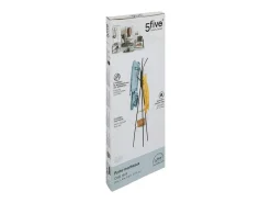 Clearance Five Cabide Jano com 6 ganchos e 2 prateleiras, estilo industrial, , 175 cm Preto