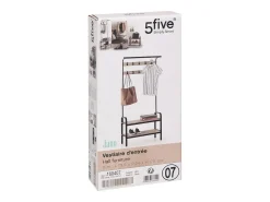 5five Cabide Jano Hallway Preto/Carvalho Claro 170x74x34 cm^ Móvel De Entrada