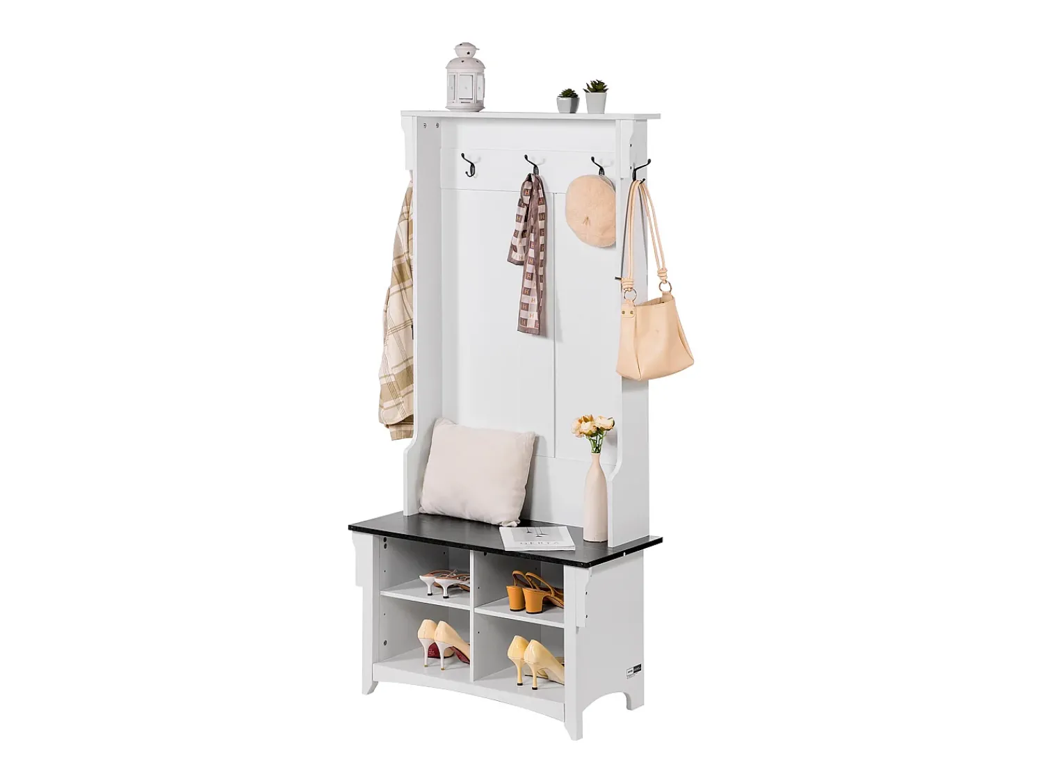 Outlet Cabide para Entrada, com 5 Ganchos, Branco
