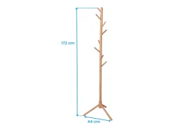 Cabide De Pé| Cabide Reki 8 Cabides Madeira de Faia Carvalho 44x172x44 cm Castanho