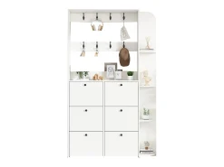 Móvel De Entrada|Merax Cabideiro 3 em 1 para corredor - 120 x 24 x 200 cm - com 8 ganchos + 6 sapateiras - aglomerado - Branco