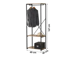 Cabide De Pé|Meublorama Cabideiro / guarda-roupa aberto com prateleira e cabide - 60x40x167cm Castanho