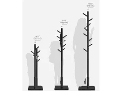 Cabide De Pé* Cabideiro de madeira maciça Parya Home em forma de árvore com 8 ganchos e estrutura de madeira de borracha Preto