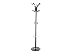 Móvel De Entrada| Cabideiro de Pé SucceBuy, Cabideiro com Porta-Guarda-Chuvas, Base em Mármore, 14 Ganchos, Cabideiro em Metal para Entrada, Quarto, Sala Preto