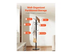 Online Cabideiro de Pé SucceBuy, Cabideiro com Base em Mármore, 6 Ganchos, Cabideiro de Metal Autoportante para Entrada, Quarto, Sala Preto