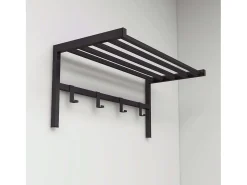 Cabideiro de parede com 4 ganchos e prateleira, metal , 69x33x34 cm^ Cabide De Pé