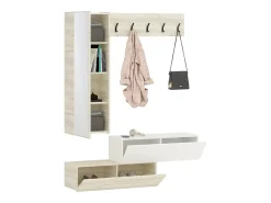 Móvel De Arrumação|Sapateira* Cabideiro haaus Diego, Carvalho Branco/Branco, 140 x 28 x 180 cm Branco sujo