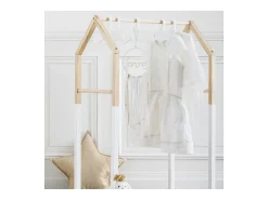 Cabide De Pé*Atmosphera for Kids Cabideiro Infantil Casa 3 Barras -Carvalho 60 cm Branco