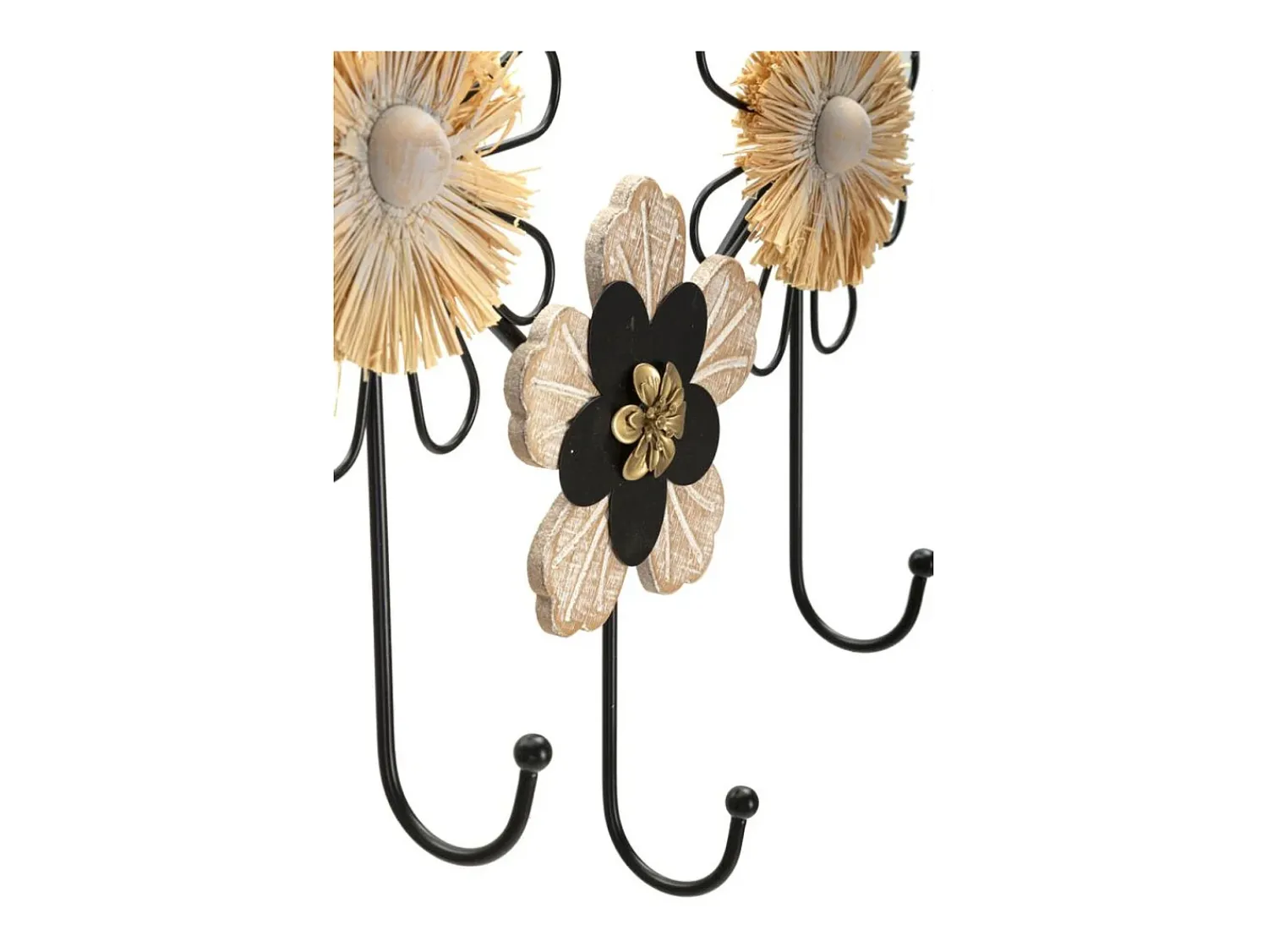 Cabide De Pé| Cabides de Parede Flores 1, Castanho, 61x5,5x30,5 cm, Kendra Home Preto