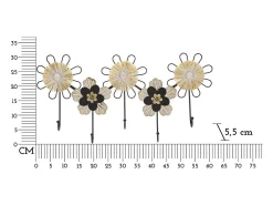 Cabide De Pé| Cabides de Parede Flores 1, Castanho, 61x5,5x30,5 cm, Kendra Home Preto