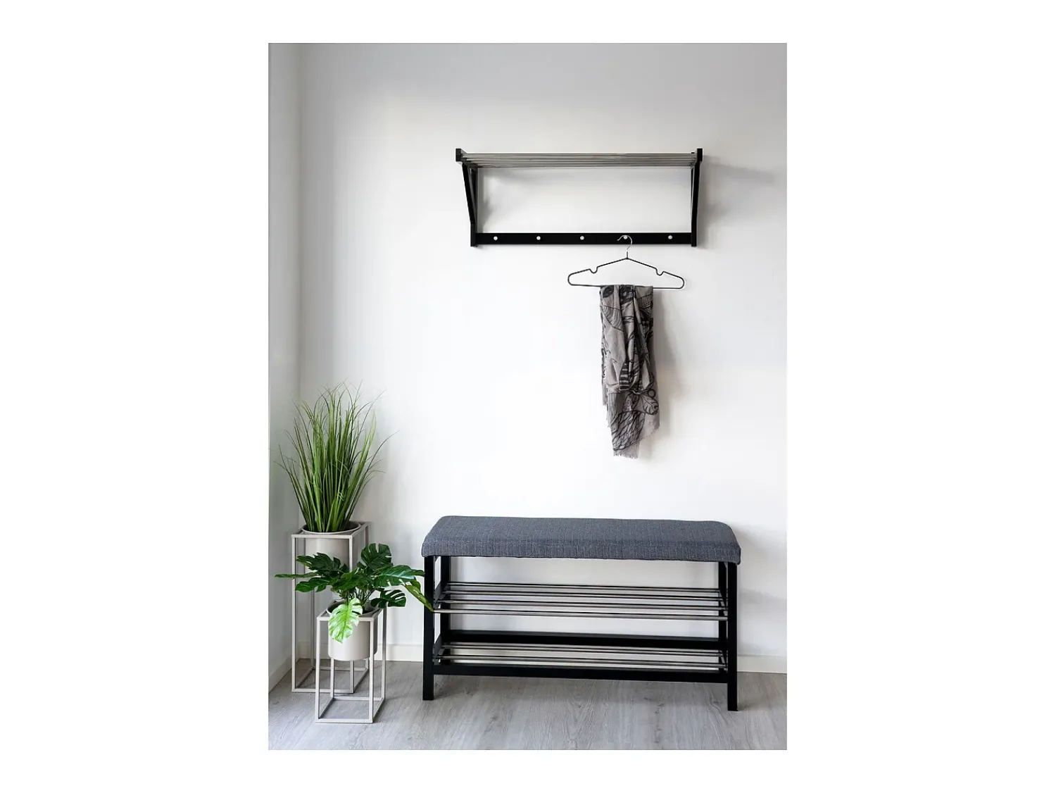 Cabide De Pé| Cabides de Parede Padova, , 78x32x34 cm, Kendra Home Preto