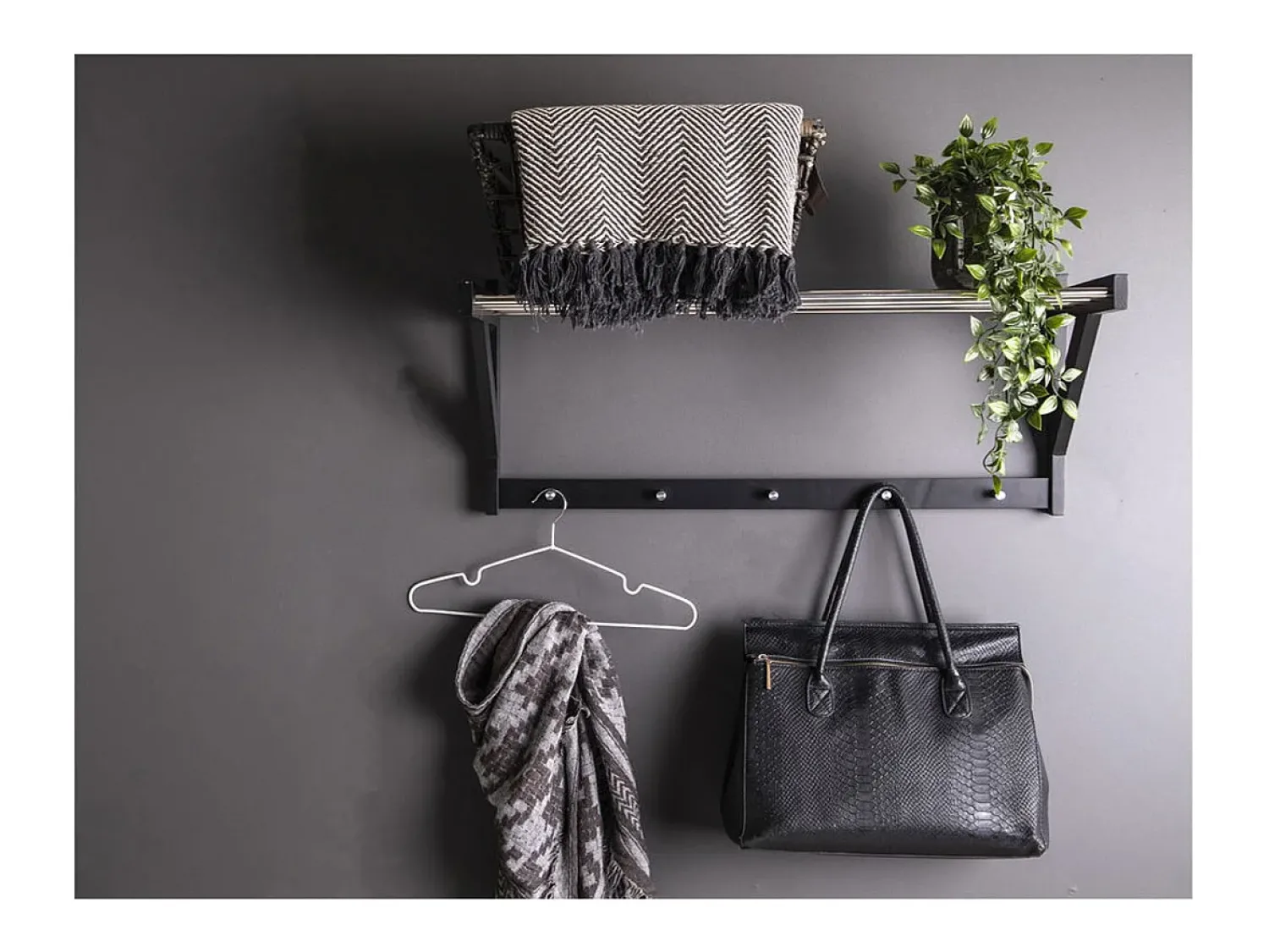 Cabide De Pé| Cabides de Parede Padova, , 78x32x34 cm, Kendra Home Preto