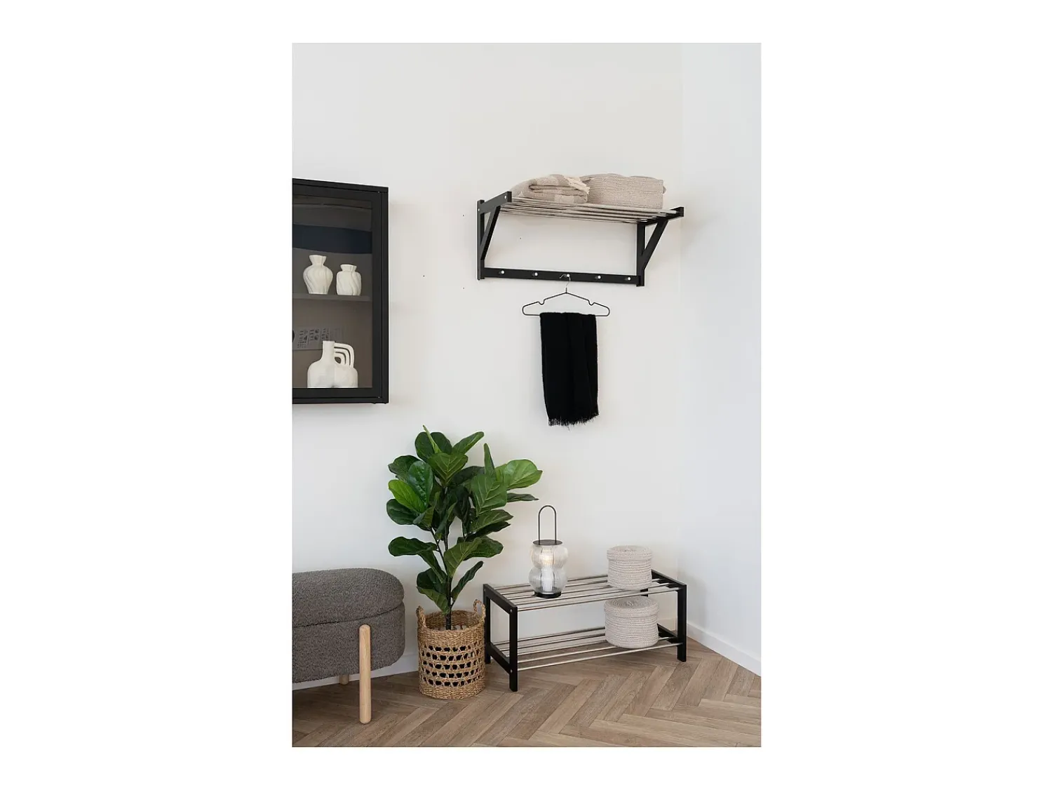 Cabide De Pé| Cabides de Parede Padova, , 78x32x34 cm, Kendra Home Preto