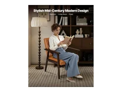 Discount Cadeira Auxiliar SucceBuy, com Estrutura em Madeira Maciça e Pés Antiderrapantes, Cadeira Decorativa com Couro Sintético e Almofada Macia, para Quarto, Escritório Multicor