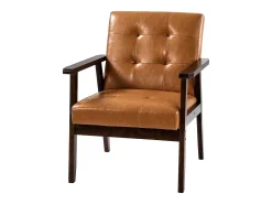 Discount Cadeira Auxiliar SucceBuy, com Estrutura em Madeira Maciça e Pés Antiderrapantes, Cadeira Decorativa com Couro Sintético e Almofada Macia, para Quarto, Escritório Multicor