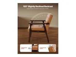 Discount Cadeira Auxiliar SucceBuy, com Estrutura em Madeira Maciça e Pés Antiderrapantes, Cadeira Decorativa com Couro Sintético e Almofada Macia, para Quarto, Escritório Multicor