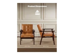 Discount Cadeira Auxiliar SucceBuy, com Estrutura em Madeira Maciça e Pés Antiderrapantes, Cadeira Decorativa com Couro Sintético e Almofada Macia, para Quarto, Escritório Multicor