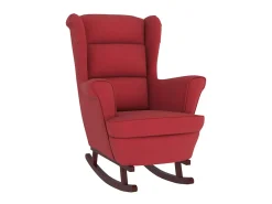 Outlet Cadeira baloiço c/ pernas em seringueira veludo tinto PT262044 Vermelho