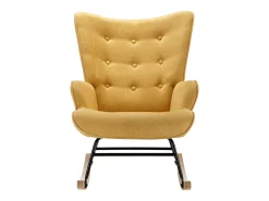 Best Vente-unique Cadeira baloiço tecido xadrez amarelo pés baloiço e botões decorativos encosto ELMINA II Amarelo mostarda