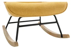 Best Vente-unique Cadeira baloiço tecido xadrez amarelo pés baloiço e botões decorativos encosto ELMINA II Amarelo mostarda