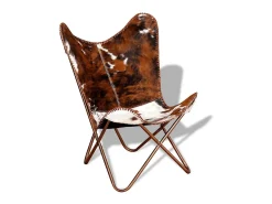 Poltrona| Cadeira Borboleta | Seta Chair pele de vaca genuína e branco SHL886183 Castanho