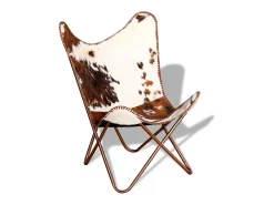 Poltrona| Cadeira Borboleta | Seta Chair pele de vaca genuína e branco SHL886183 Castanho
