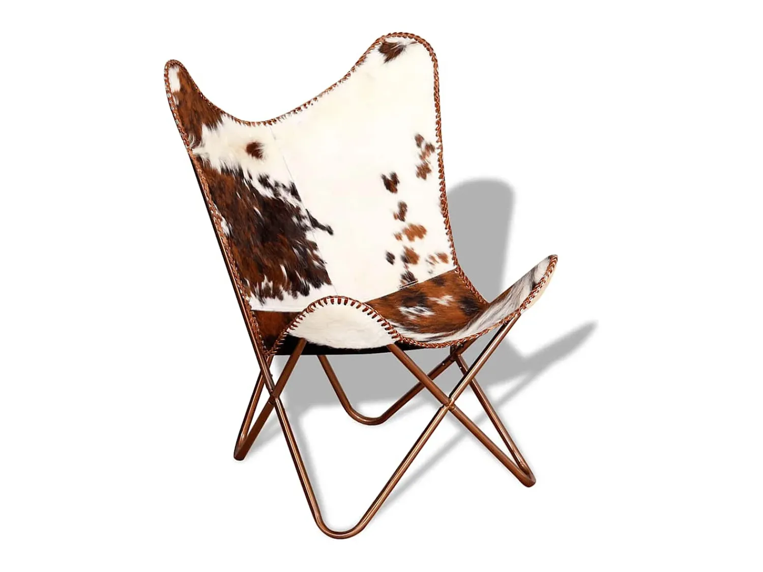 Poltrona| Cadeira Borboleta | Seta Chair pele de vaca genuína e branco SHL886183 Castanho