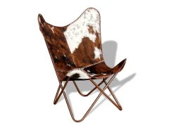 Poltrona| Cadeira Borboleta | Seta Chair pele de vaca genuína e branco SHL886183 Castanho