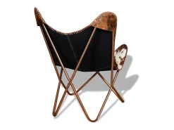 Poltrona| Cadeira Borboleta | Seta Chair pele de vaca genuína e branco SHL886183 Castanho