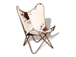 Poltrona| Cadeira Borboleta | Seta Chair pele de vaca genuína e branco SHL886183 Castanho