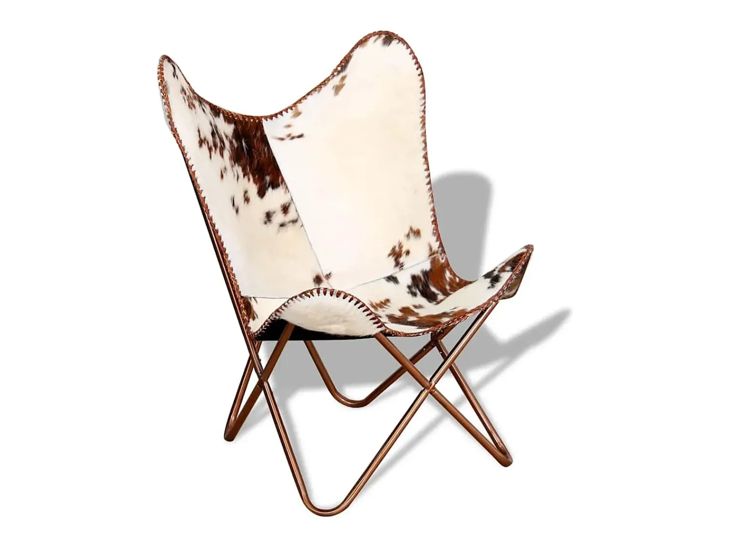 Poltrona| Cadeira Borboleta | Seta Chair pele de vaca genuína e branco SHL886183 Castanho
