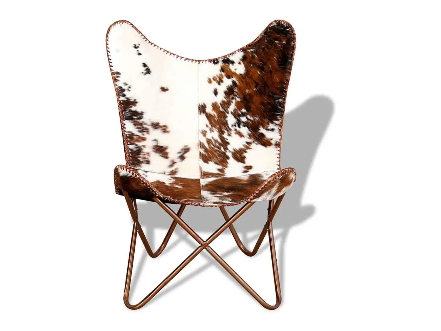 Poltrona| Cadeira Borboleta | Seta Chair pele de vaca genuína e branco SHL886183 Castanho