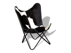 Poltrona* Cadeira Borboleta | Seta Chair pele de vaca genuína e branco SHL576452 Preto