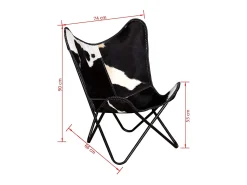 Poltrona* Cadeira Borboleta | Seta Chair pele de vaca genuína e branco SHL576452 Preto