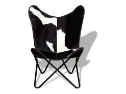 Poltrona* Cadeira Borboleta | Seta Chair pele de vaca genuína e branco SHL576452 Preto