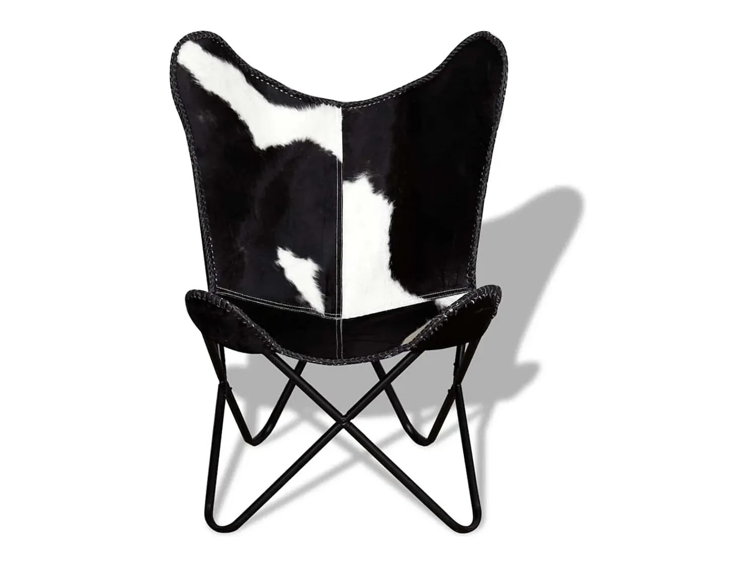 Poltrona* Cadeira Borboleta | Seta Chair pele de vaca genuína e branco SHL576452 Preto