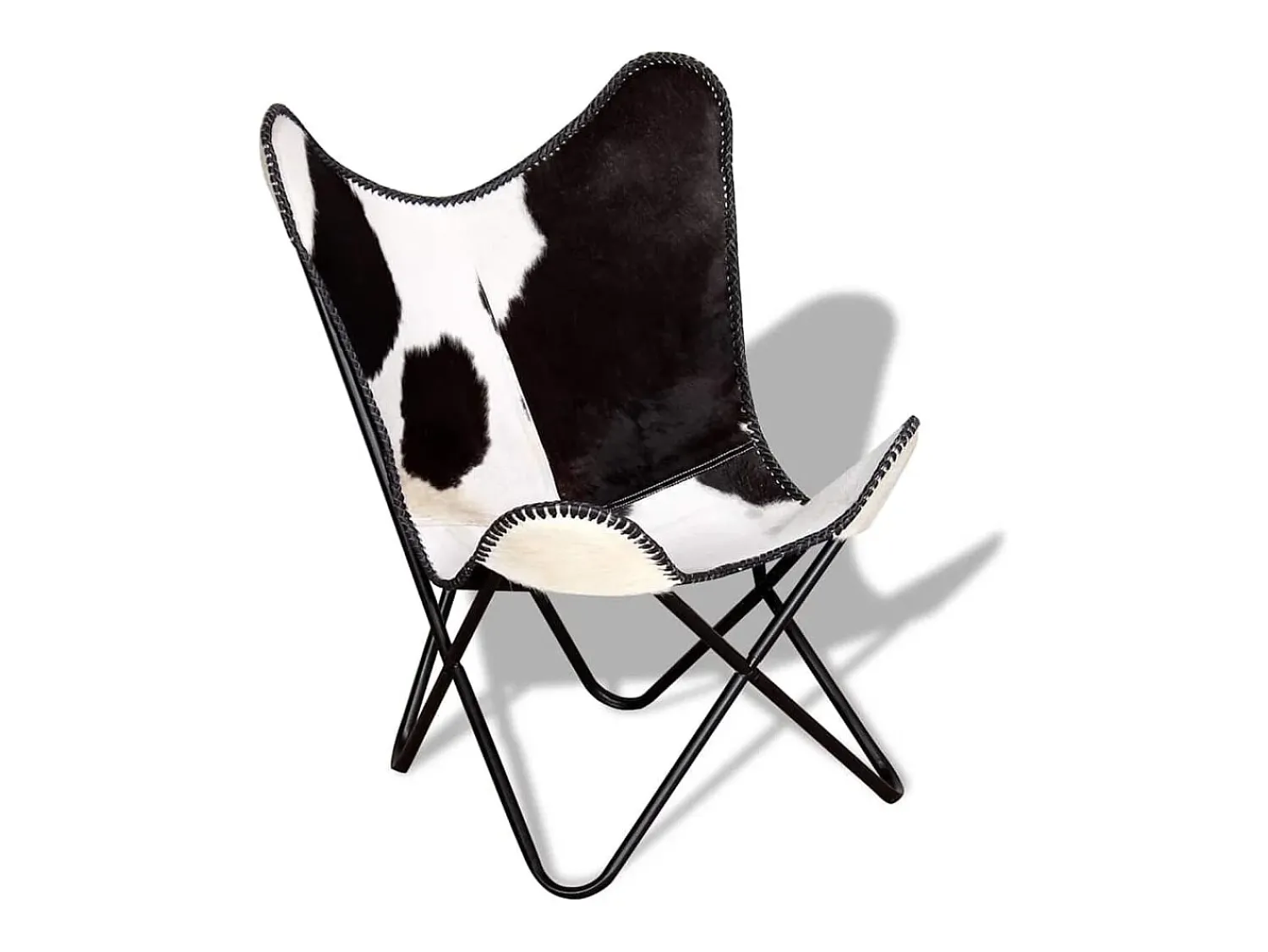 Poltrona* Cadeira Borboleta | Seta Chair pele de vaca genuína e branco SHL576452 Preto