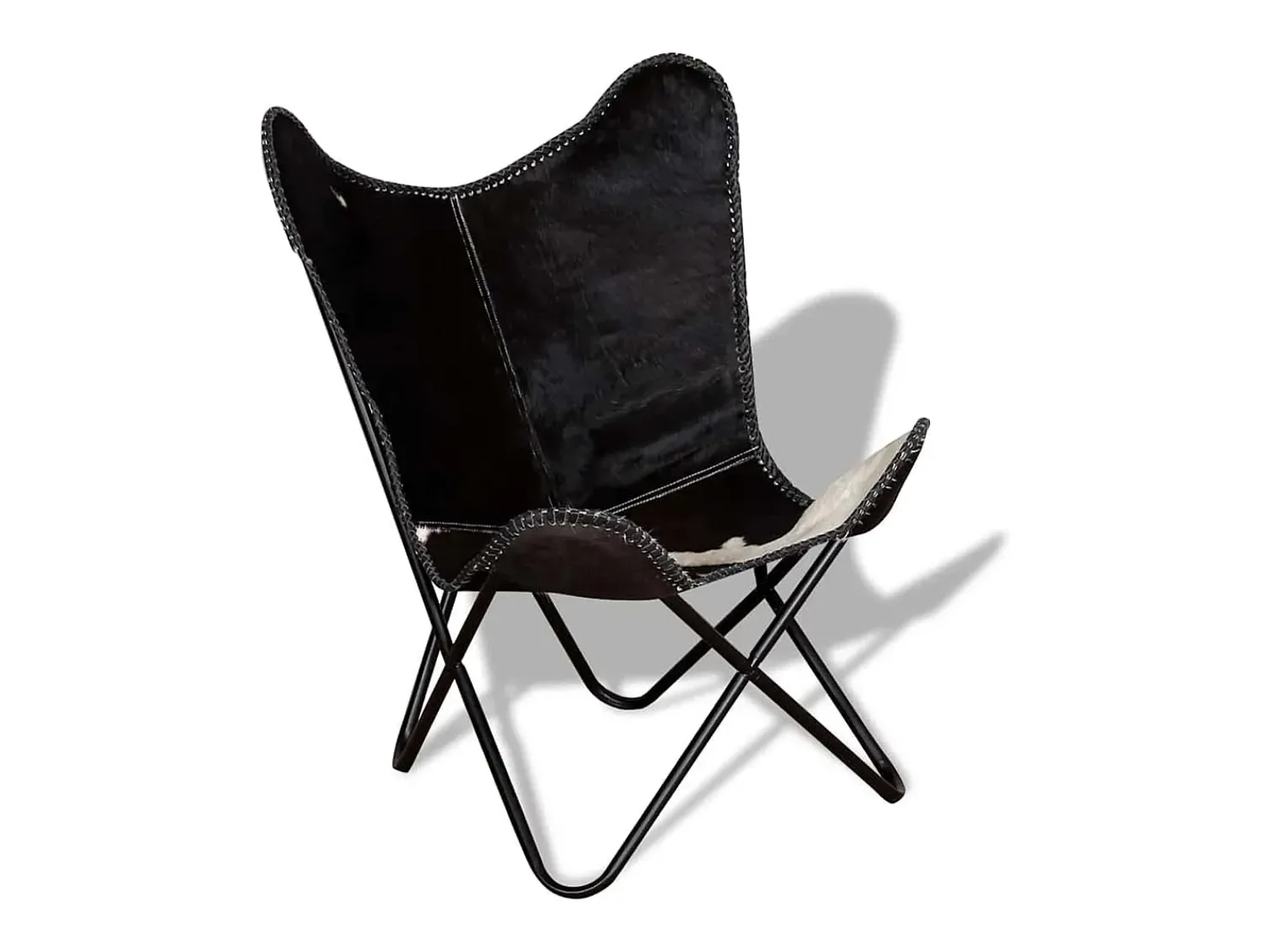 Poltrona* Cadeira Borboleta | Seta Chair pele de vaca genuína e branco SHL576452 Preto