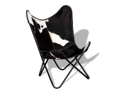 Poltrona* Cadeira Borboleta | Seta Chair pele de vaca genuína e branco SHL576452 Preto