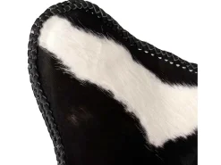 vidaxl Cadeira borboleta pele de vaca genuína e branco^ Poltrona