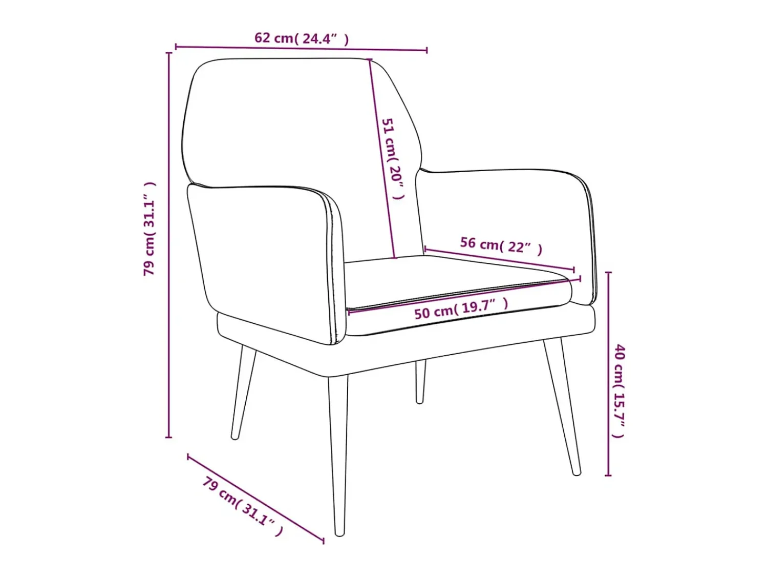 vidaxl Cadeira c/ apoio de braços 62x79x79 veludo -claro^ Poltrona