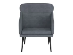 Poltrona| Cadeira c/ apoio de braços 63x76x80 cm veludo -escuro PT243669 Cinzento