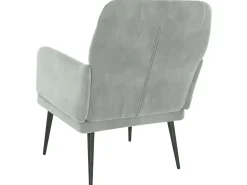 Poltrona| Cadeira c/ apoio de braços 62x79x79 veludo -claro PT575102 Cinzento