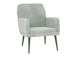 Poltrona| Cadeira c/ apoio de braços 62x79x79 veludo -claro PT575102 Cinzento