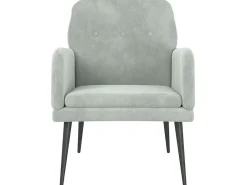 Poltrona| Cadeira c/ apoio de braços 62x79x79 veludo -claro PT575102 Cinzento