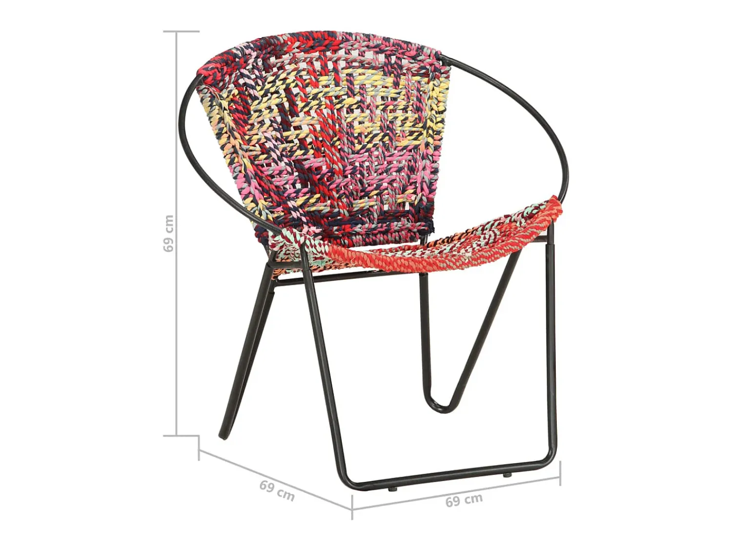 vidaxl Cadeira circular em tecido chenille multicolorido^ Poltrona